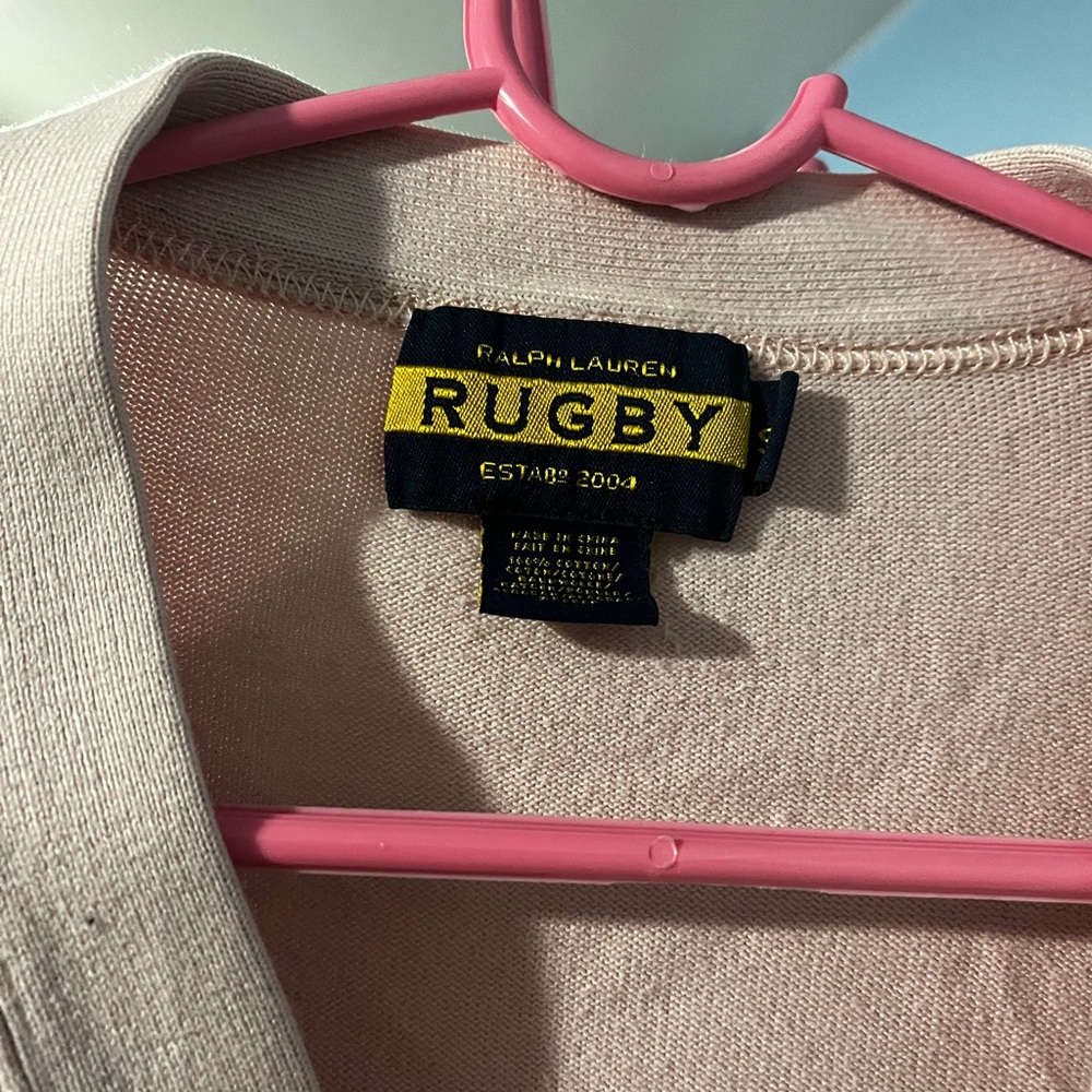 Vintage Ralph Lauren Rugby
Cardigan Women's Medium
Light Pink Varsity Striped - Picture 2 of 2